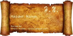 Haider Ninon névjegykártya